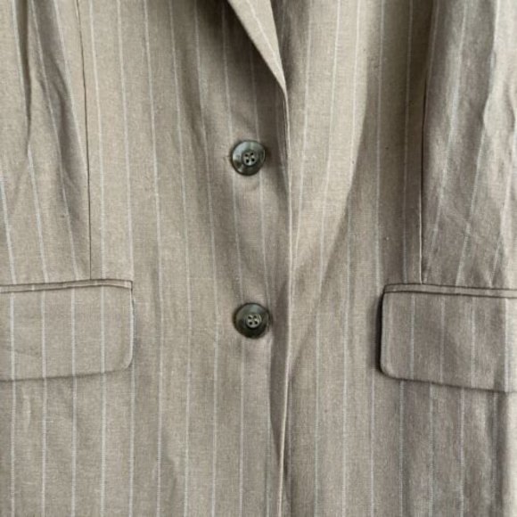 Nicholas $495 CHARLEE Sz 6 Pinstripe Linen Blend Blazer Camel - Picture 6 of 12